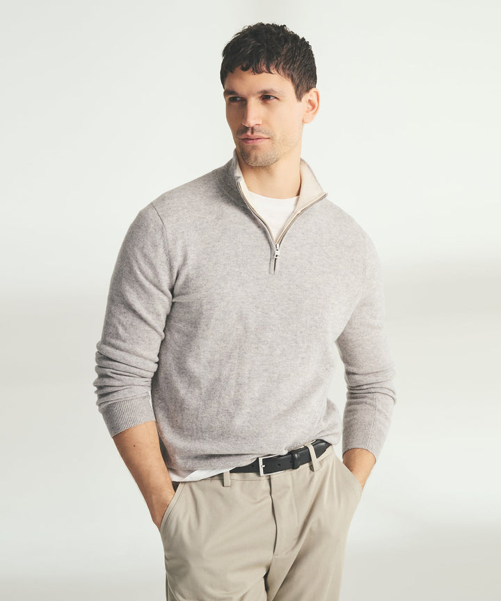 Signature Cashmere Color Blocked Quarter Zip