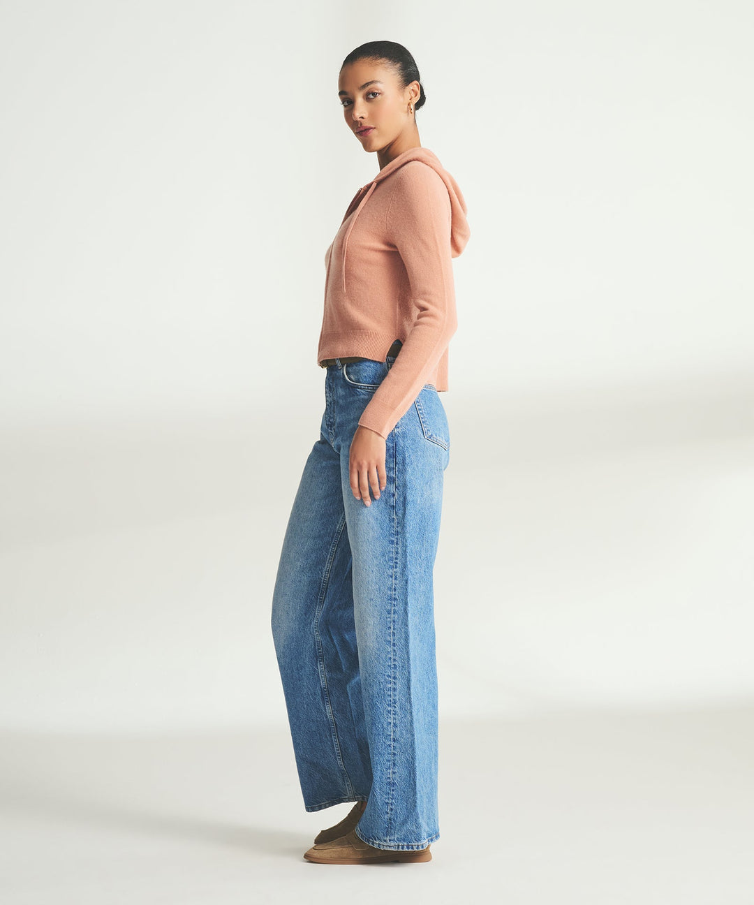 Signature Cashmere Cropped Zip Up Hoodie