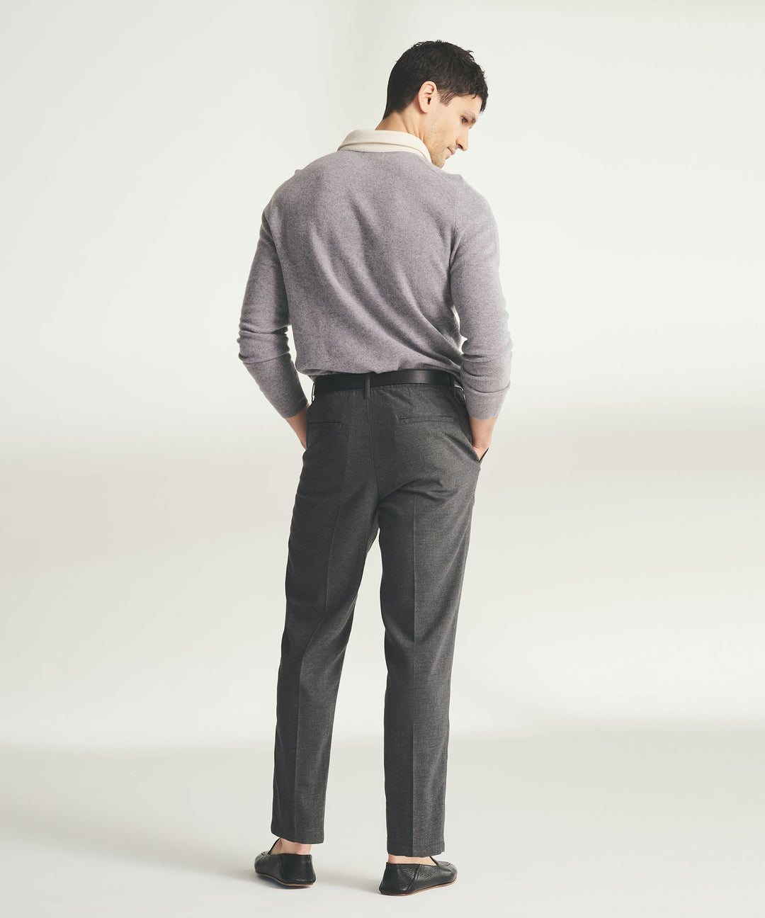 Signature Cashmere Long Sleeve Polo with Contrast Collar
