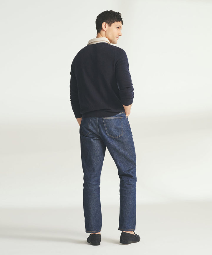 Signature Cashmere Long Sleeve Polo with Contrast Collar
