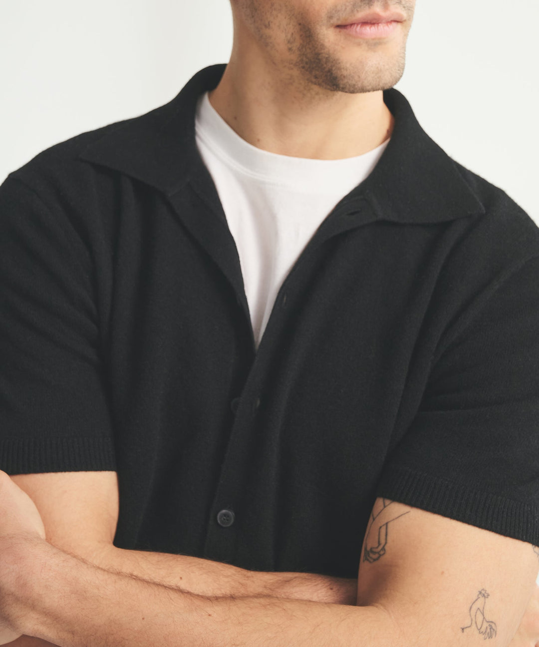 Signature Cashmere Short Sleeve Button Down