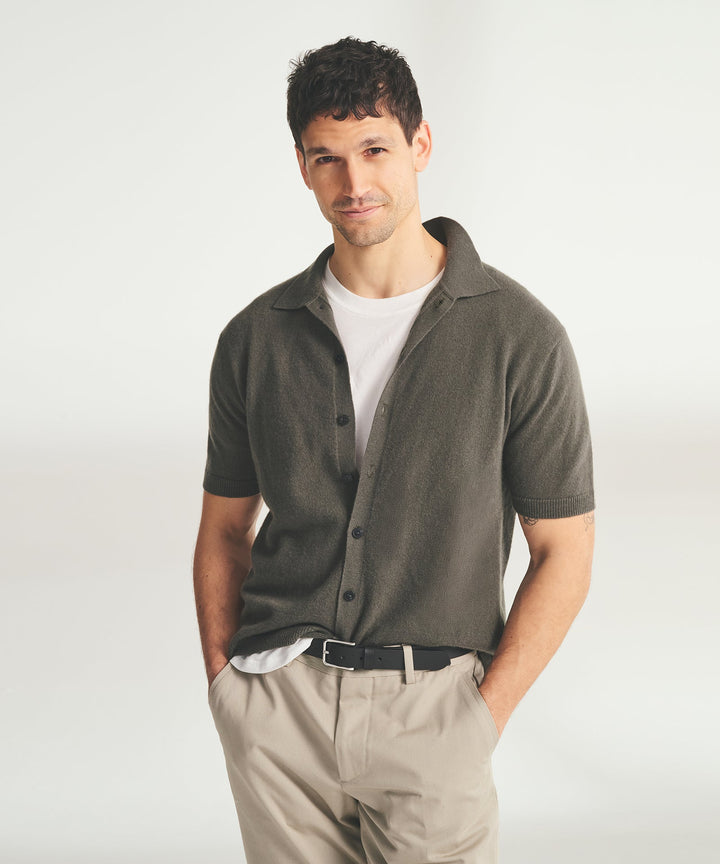 Signature Cashmere Short Sleeve Button Down