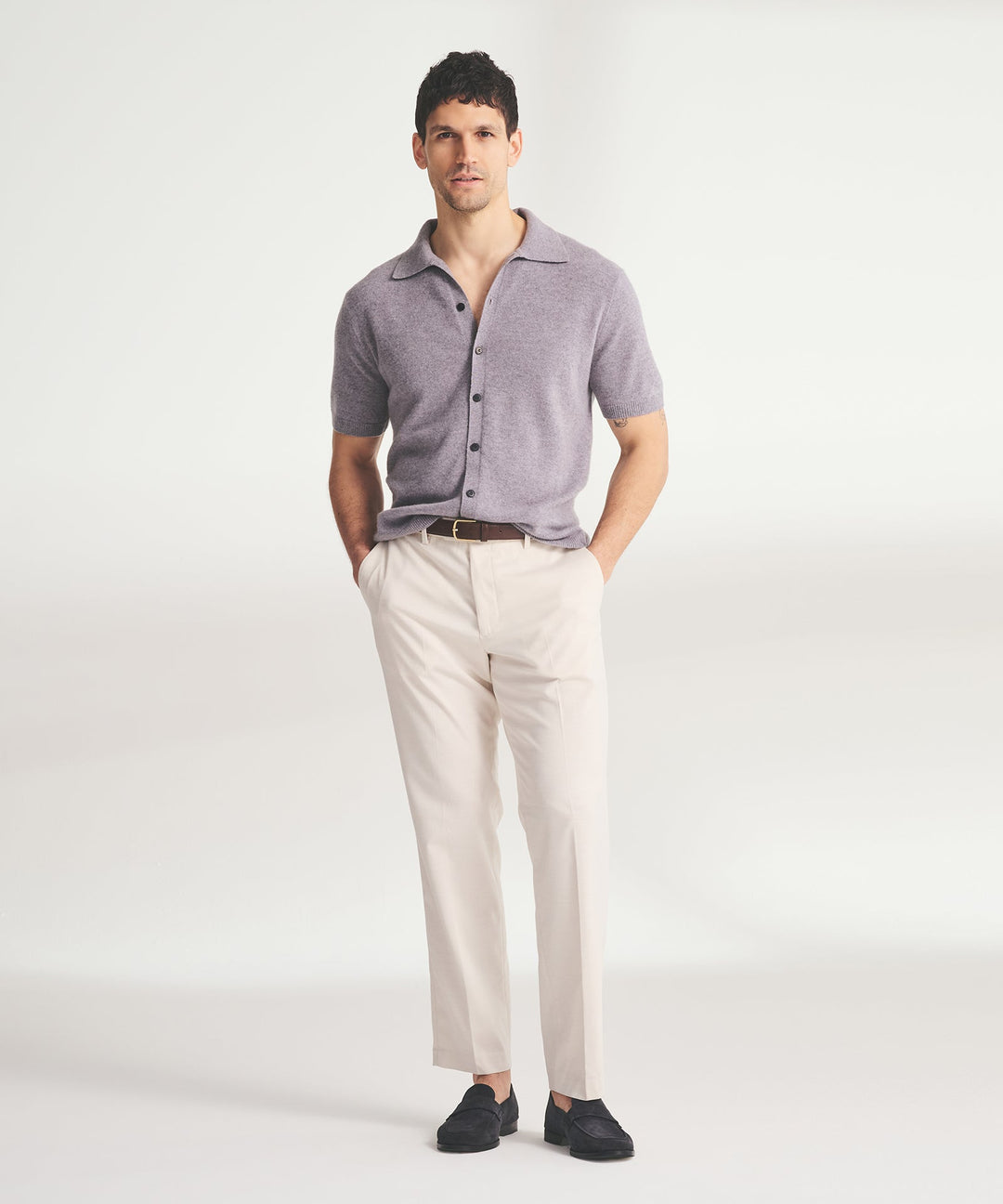 Signature Cashmere Short Sleeve Button Down