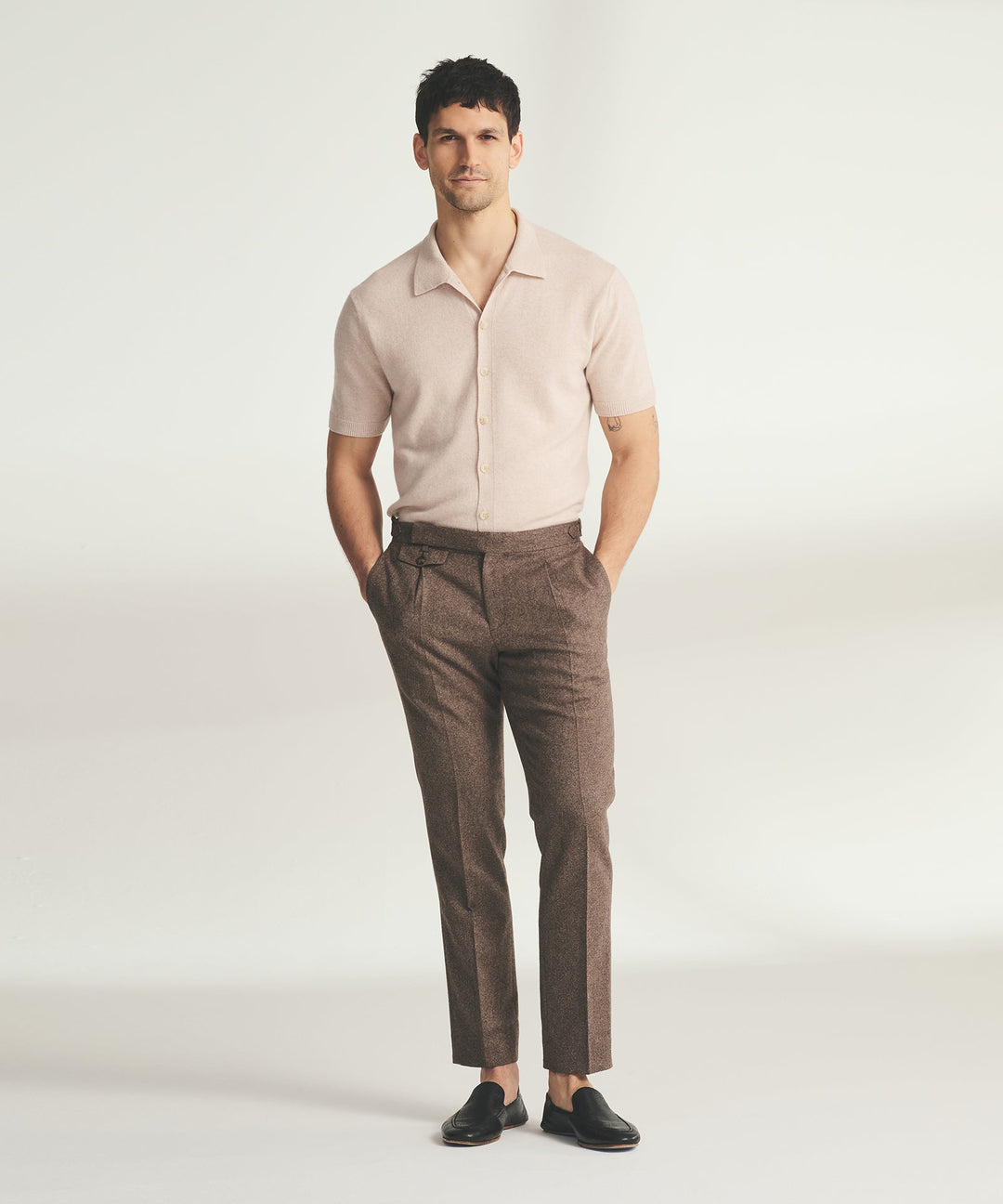 Signature Cashmere Short Sleeve Button Down