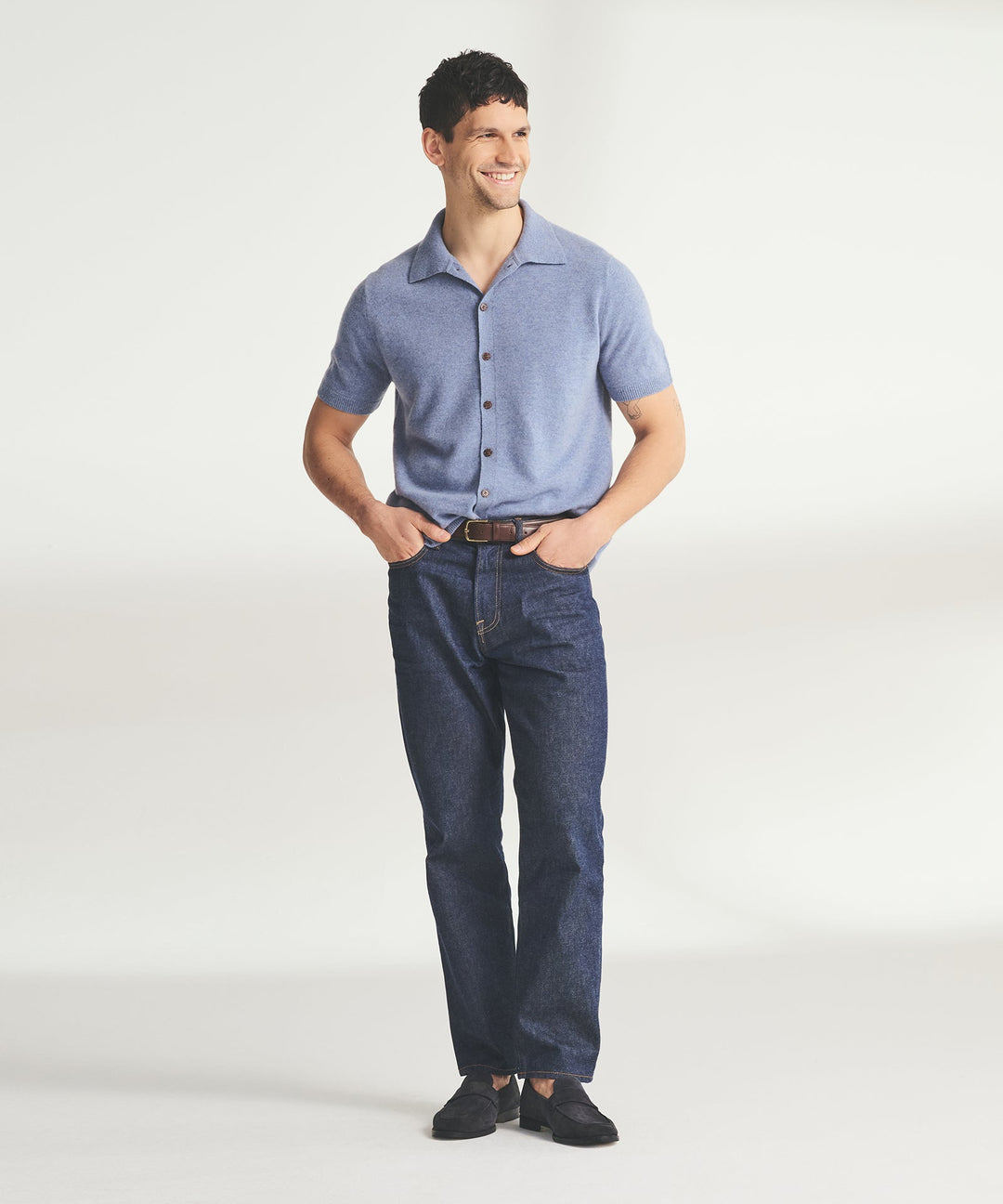 Signature Cashmere Short Sleeve Button Down