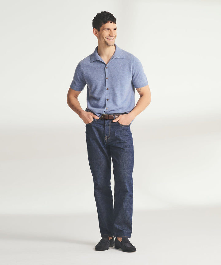 Signature Cashmere Short Sleeve Button Down
