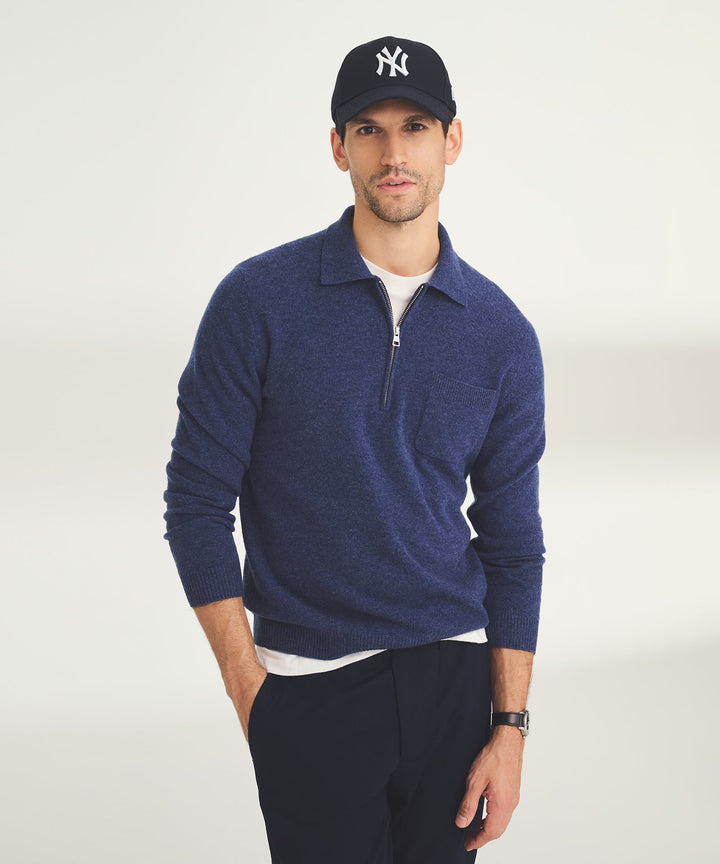 Signature Cashmere Quarter Zip Polo