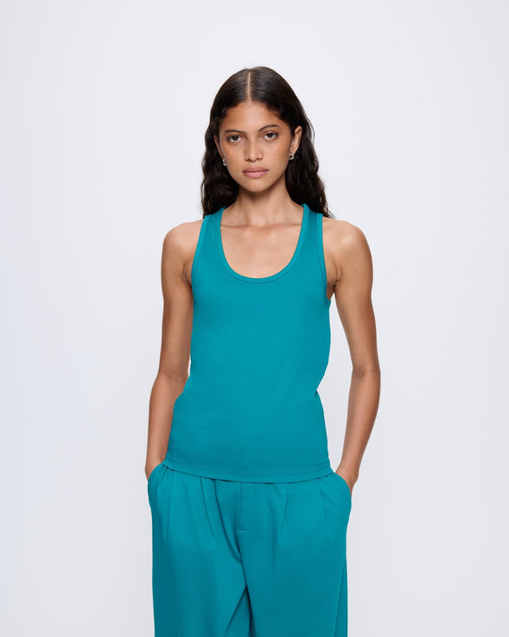 Womens Interlock Tank Top—Malachite Green