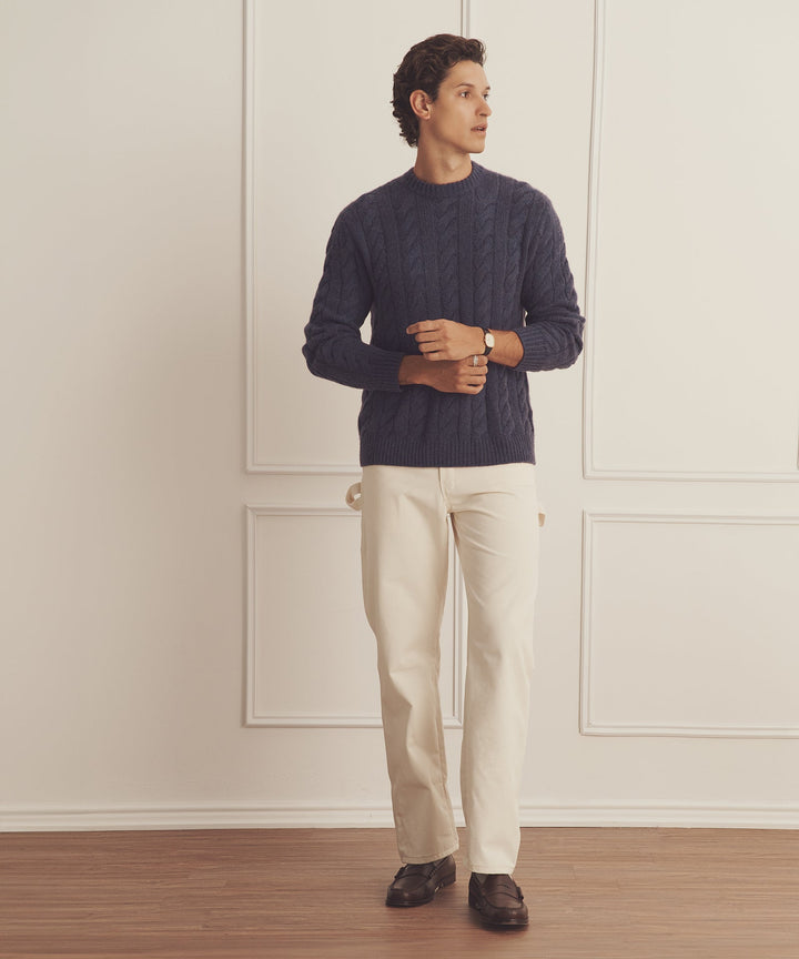 Super Luxe Cashmere Cable Crewneck