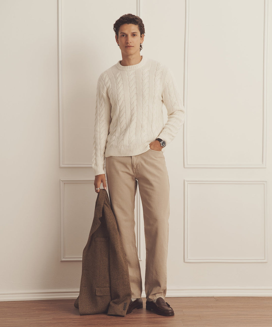 Super Luxe Cashmere Cable Crewneck