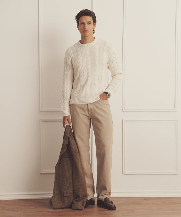 Super Luxe Cashmere Cable Crewneck