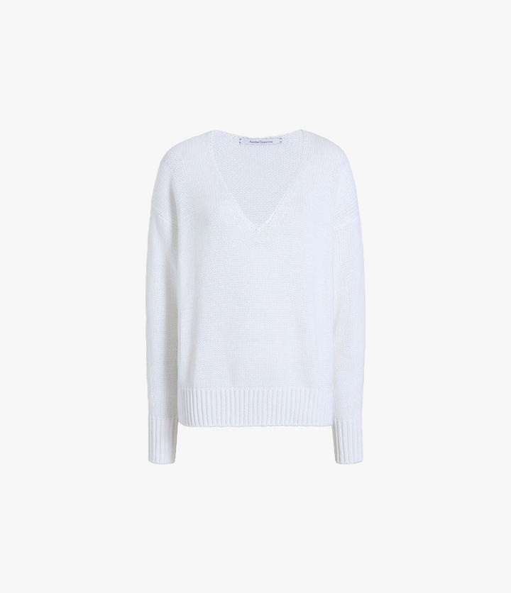 Draped Knit V-Neck Sweater