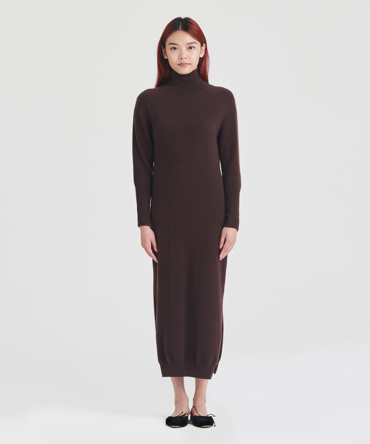 Signature Cashmere Turtleneck Dress with Slits