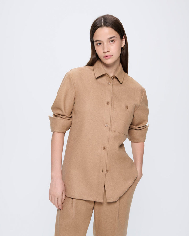 Womens Recycled Wool Long-Sleeve Shirt—Desert Camel