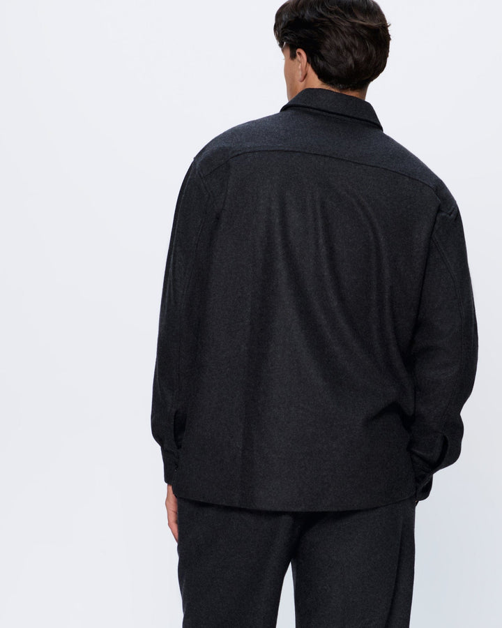 Mens Recycled Wool Long-Sleeve Shirt—Mercury Grey