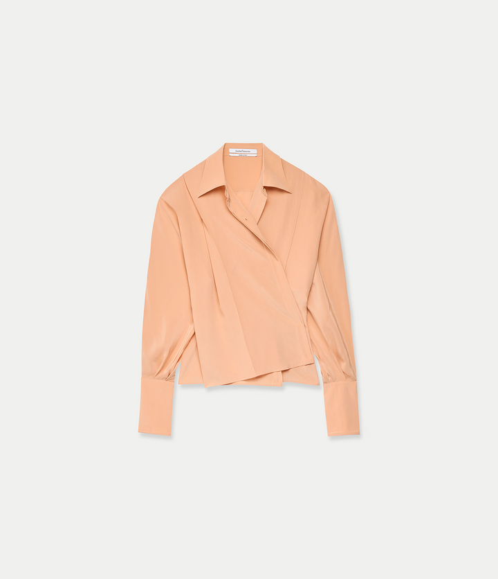 Silk Pleated Wrap Shirt