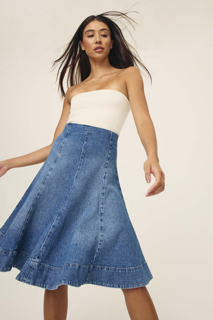 LOS - DENIM MIDI SKIRT | EVERAFTER
