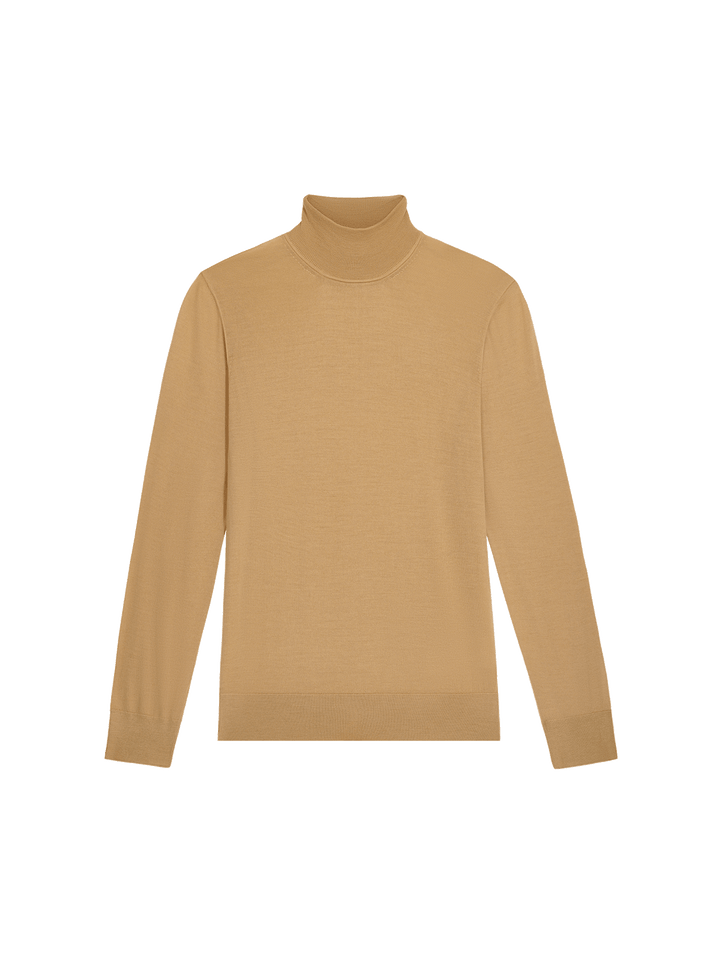 Women’s Regenerative Merino Wool Turtleneck Sweater—camel