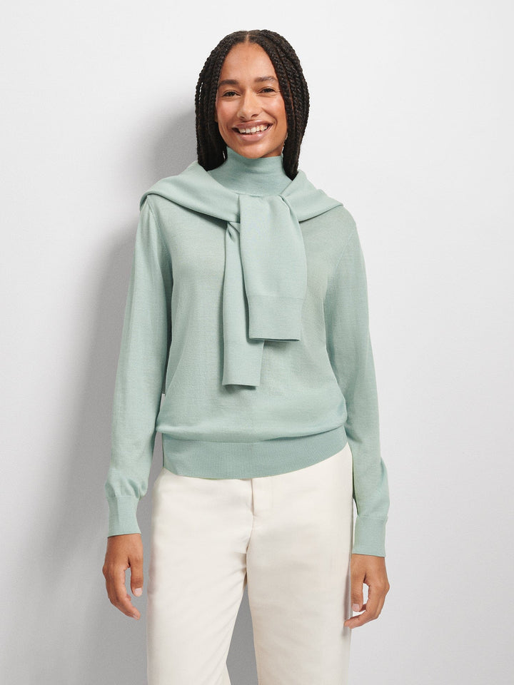 Women’s Regenerative Merino Wool Turtleneck Sweater—eucalyptus blue