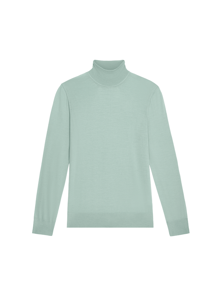 Women’s Regenerative Merino Wool Turtleneck Sweater—eucalyptus blue