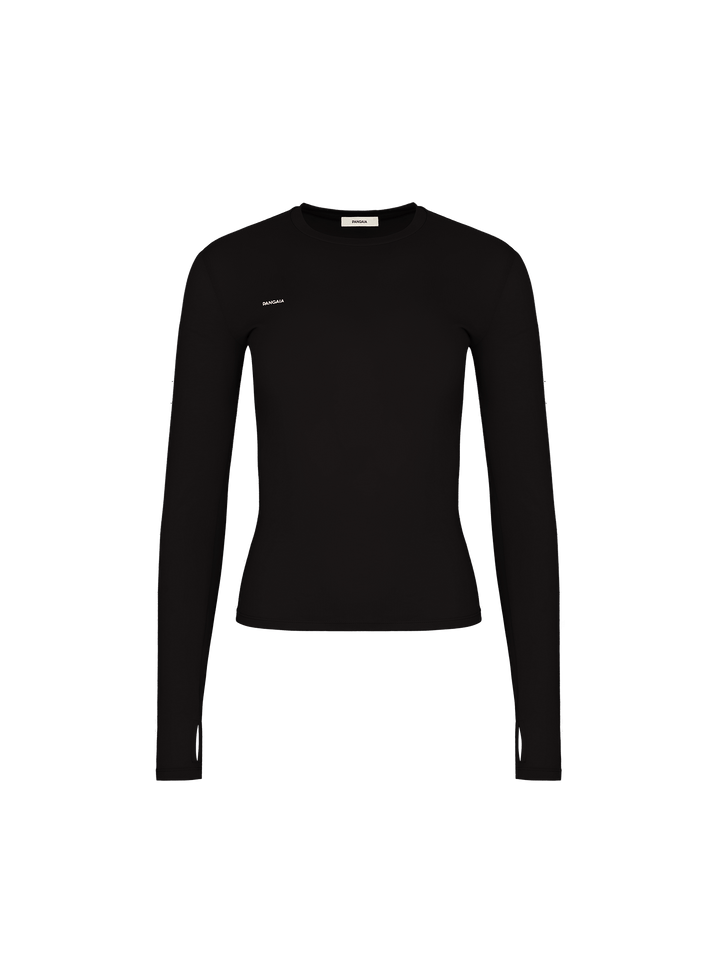 Womens 365 Cotton-Stretch Long-Sleeved Top—Black