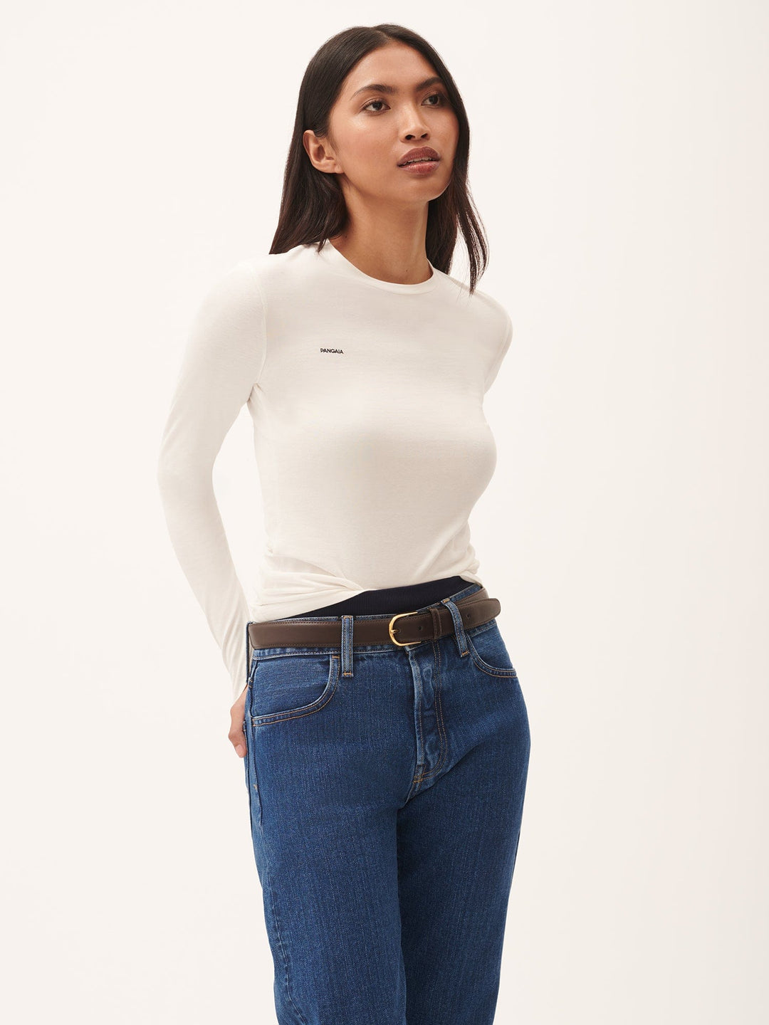 Womens 365 Cotton-Stretch Long-Sleeved Top—Off-White