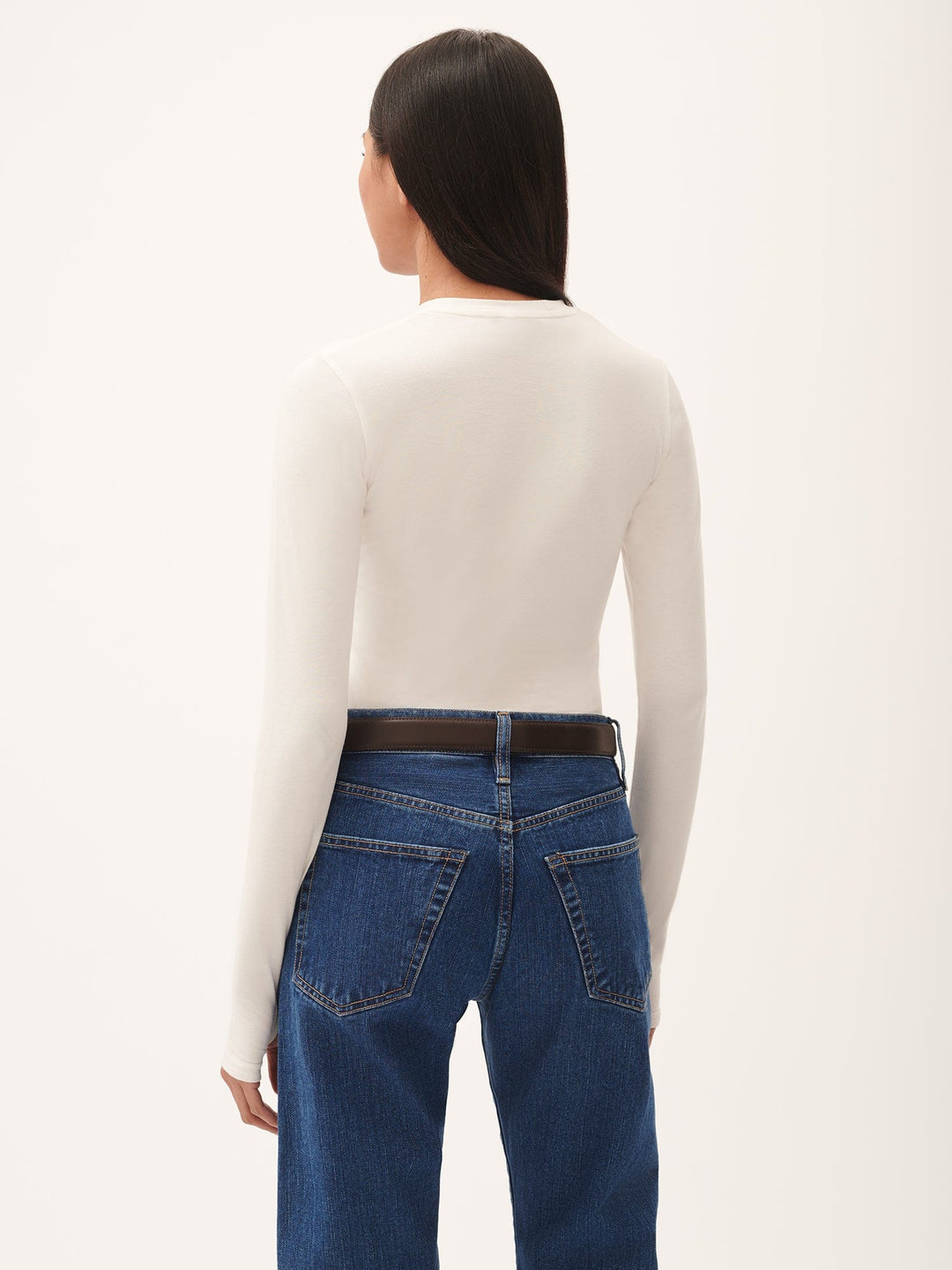Womens 365 Cotton-Stretch Long-Sleeved Top—Off-White