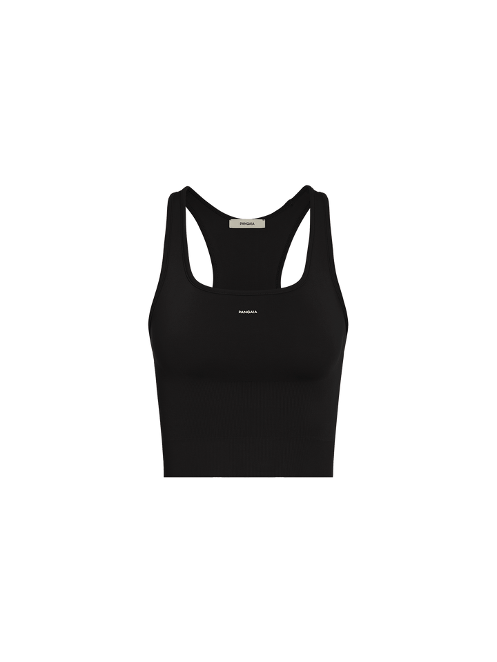 Womens 99% Bio-Based Compressive Ribbed Tank Top—Black