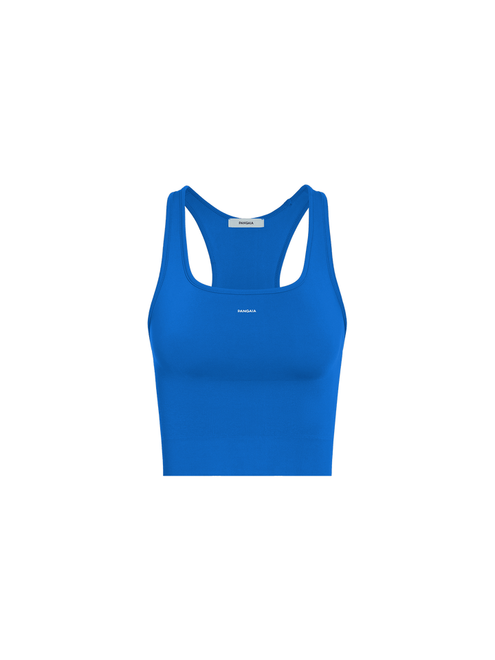 Womens 99% Bio-Based Compressive Ribbed Tank Top—Gaia Blue