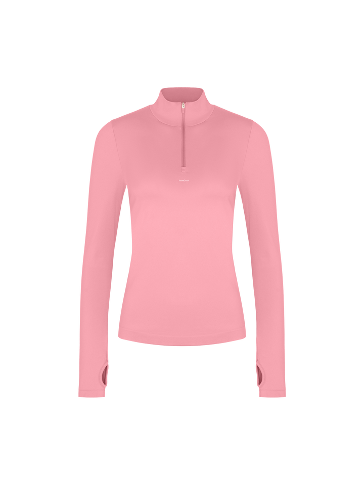 Womens 99% Bio-Based Zipped Long Sleeve Top—Dewy Rose