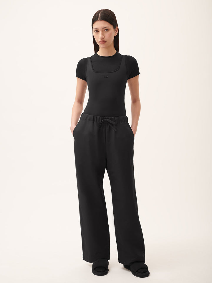 Women's (gaia)PLNT Nylon Straight Leg Track Pants—Black