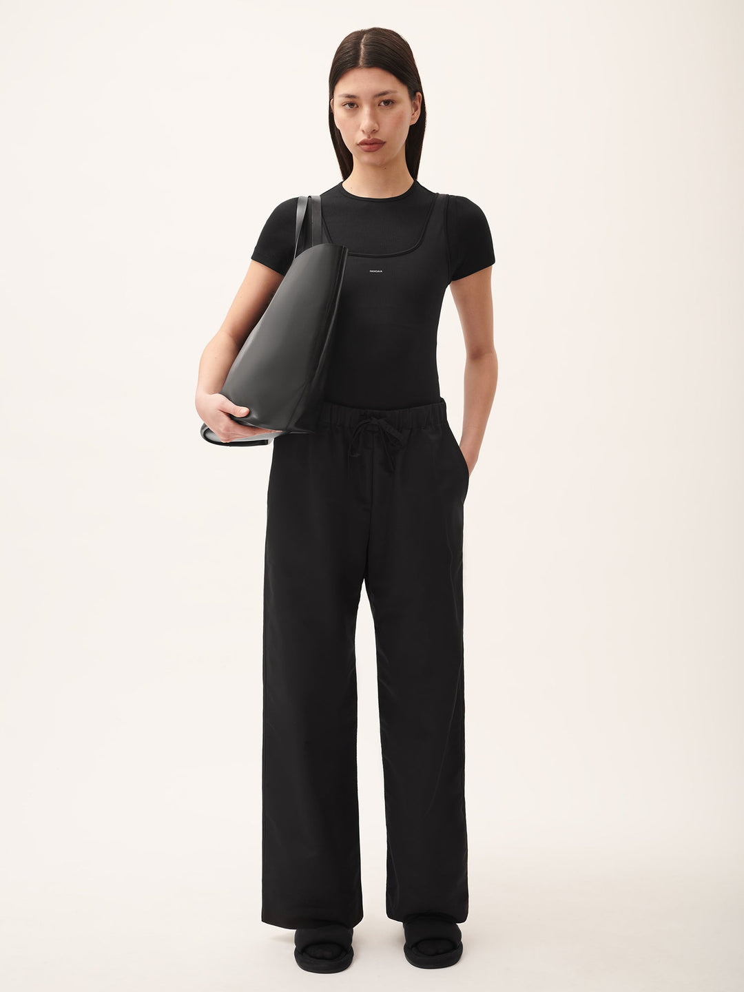 Women's (gaia)PLNT Nylon Straight Leg Track Pants—Black
