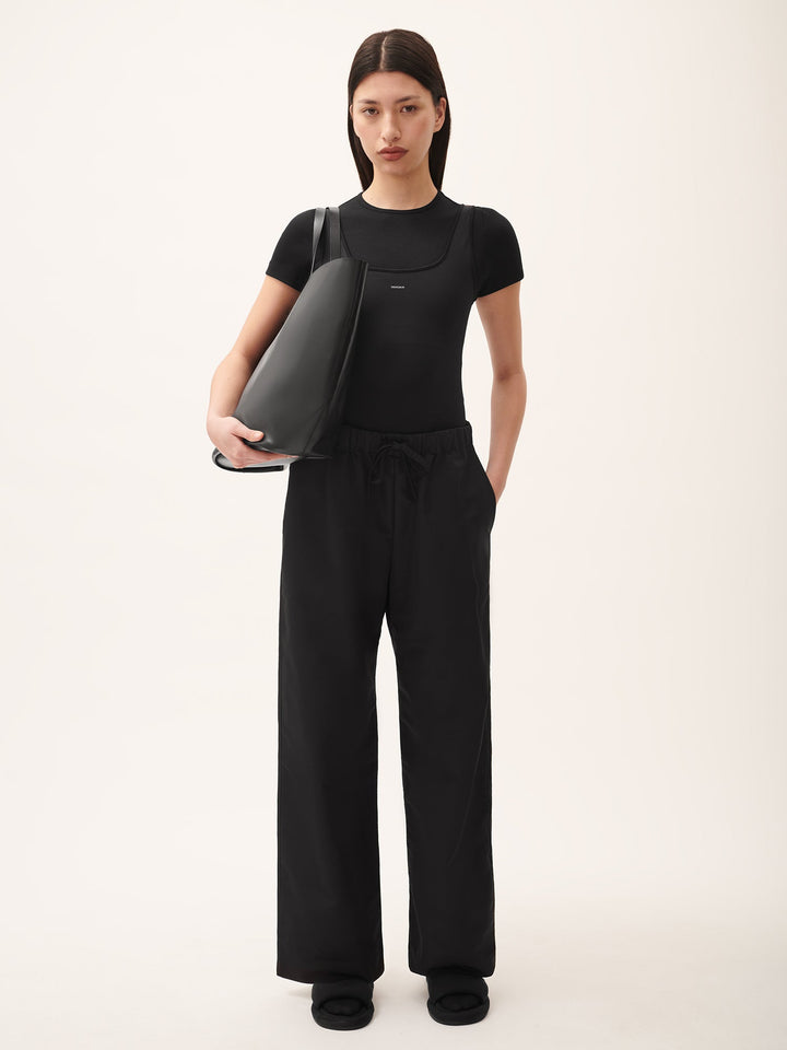 Women's (gaia)PLNT Nylon Straight Leg Track Pants—Black