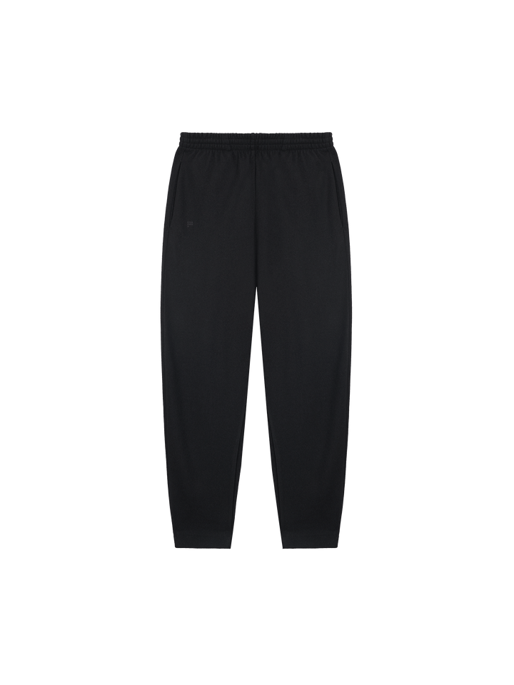 Mens Recycled Wool Jersey Barrel-Leg Track Pants—black