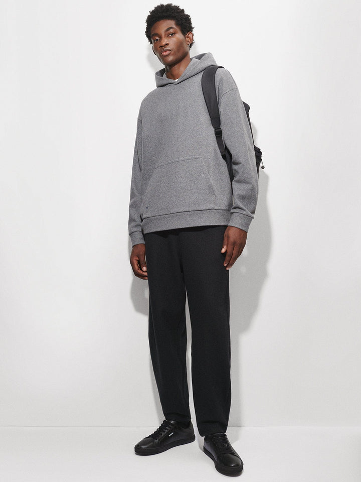 Mens Recycled Wool Jersey Barrel-Leg Track Pants—black