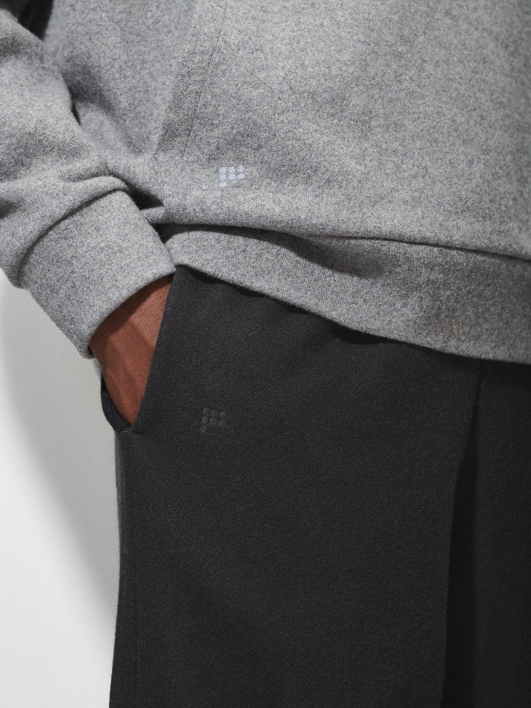 Mens Recycled Wool Jersey Barrel-Leg Track Pants—black