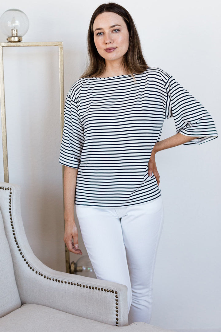 Jaclyn Wide Sleeve Boatneck Bamboo Top
