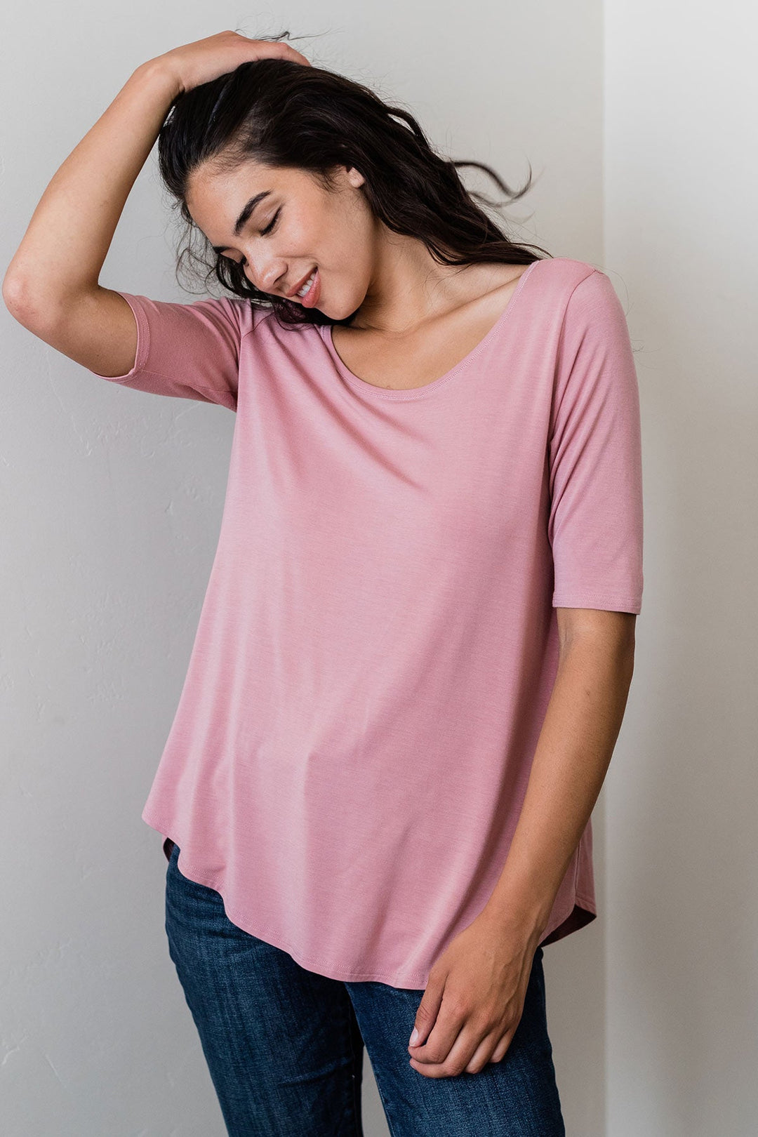 Sandy Relaxed Fit Scoop Neck Short Sleeve Bamboo Top