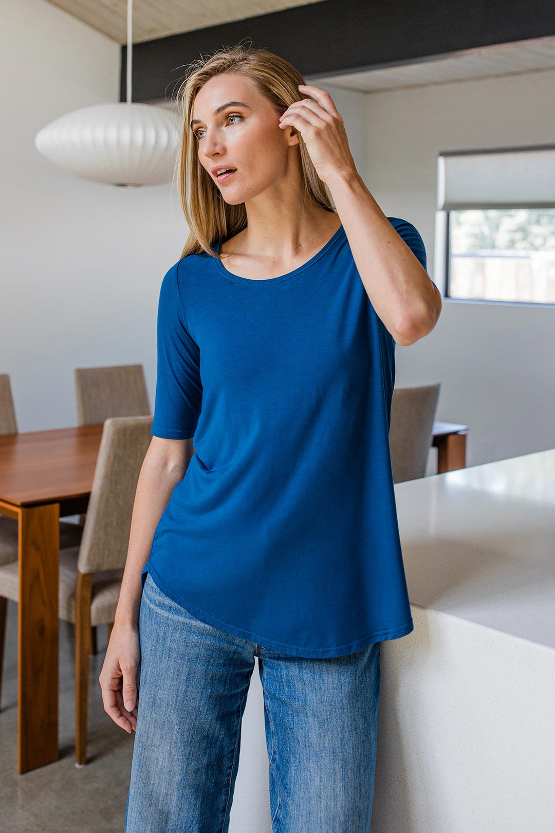 Sandy Relaxed Fit Scoop Neck Short Sleeve Bamboo Top