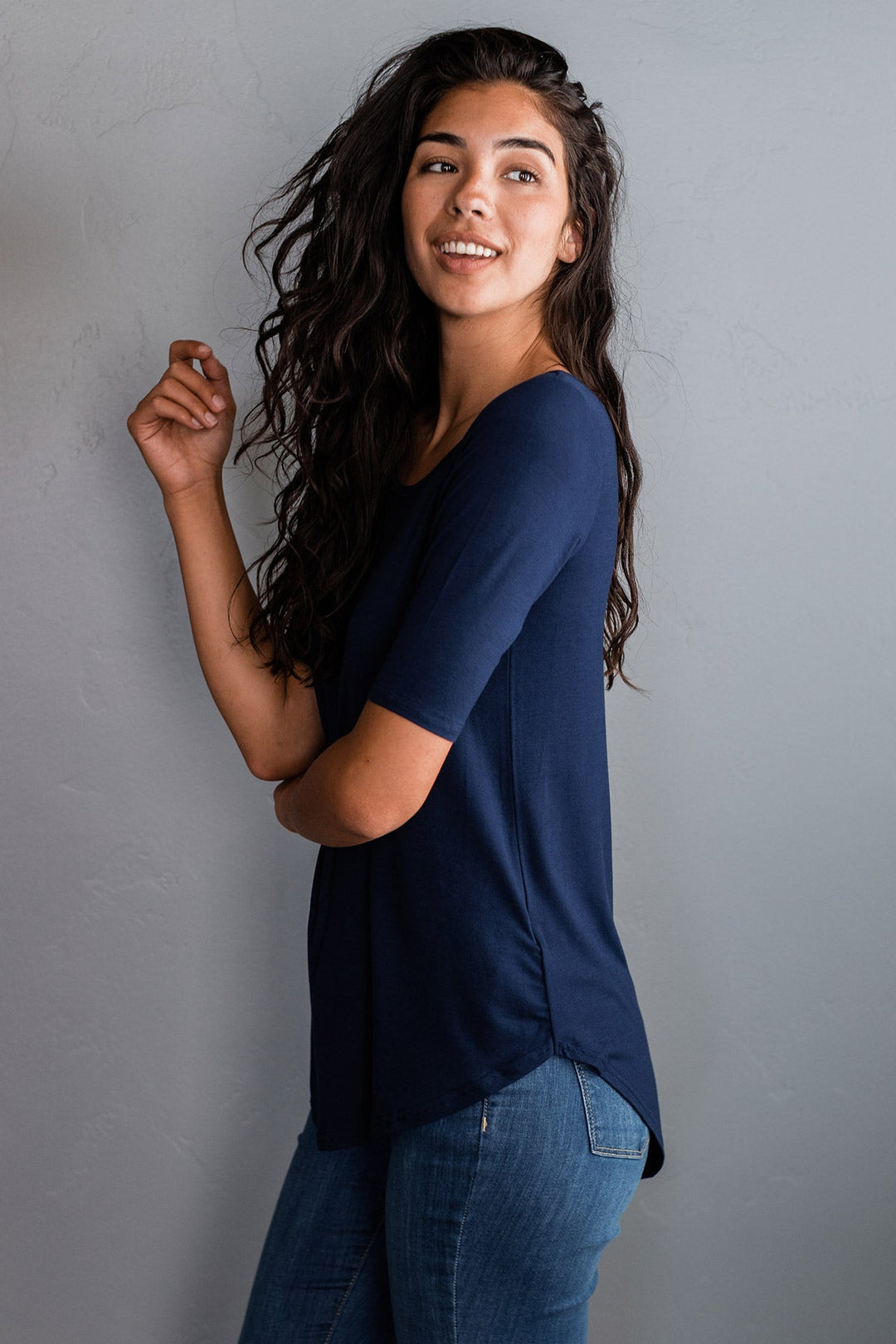 Sandy Relaxed Fit Scoop Neck Short Sleeve Bamboo Top