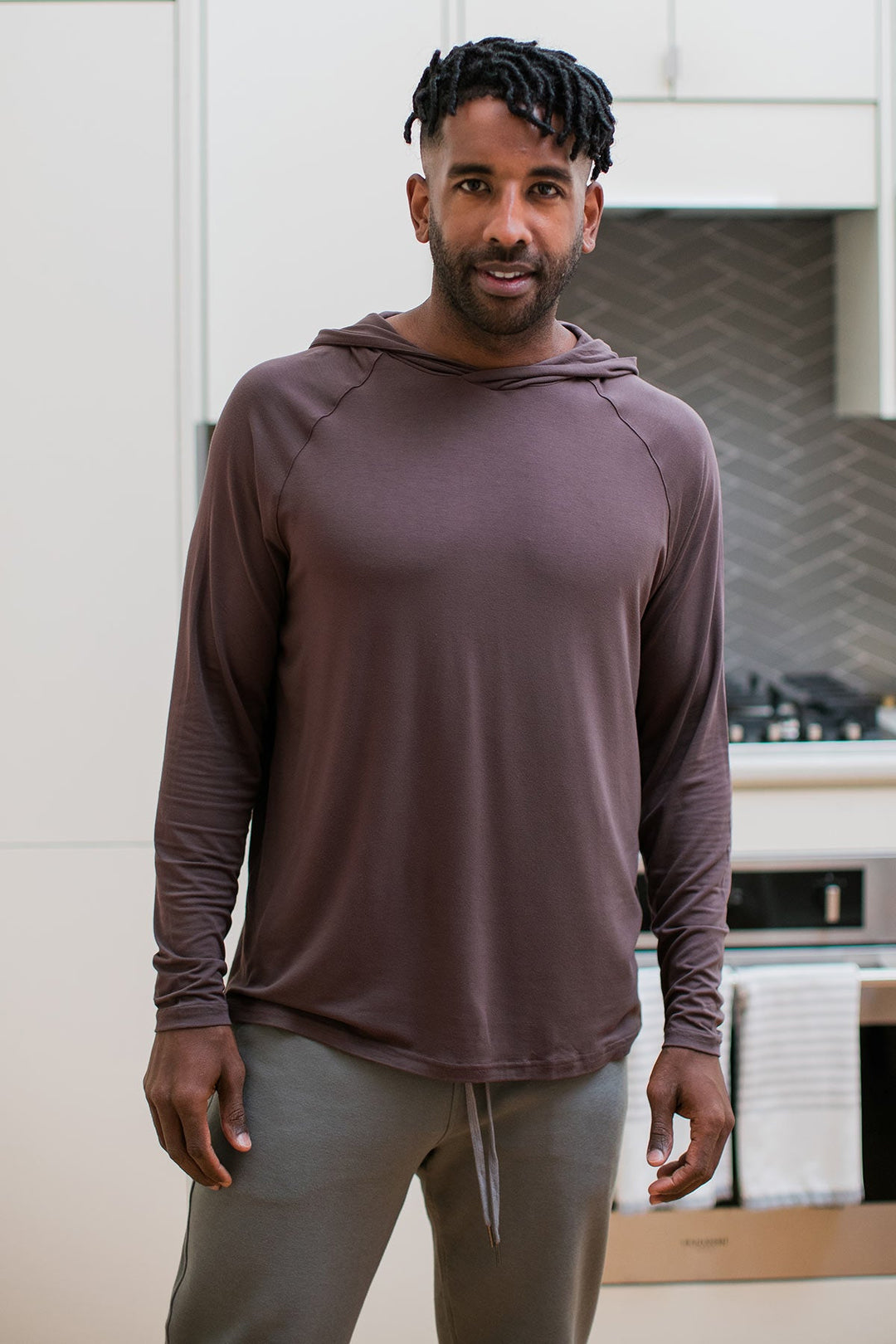 Men's Travis Hooded Long Sleeve Raglan Bamboo Tee Shirt