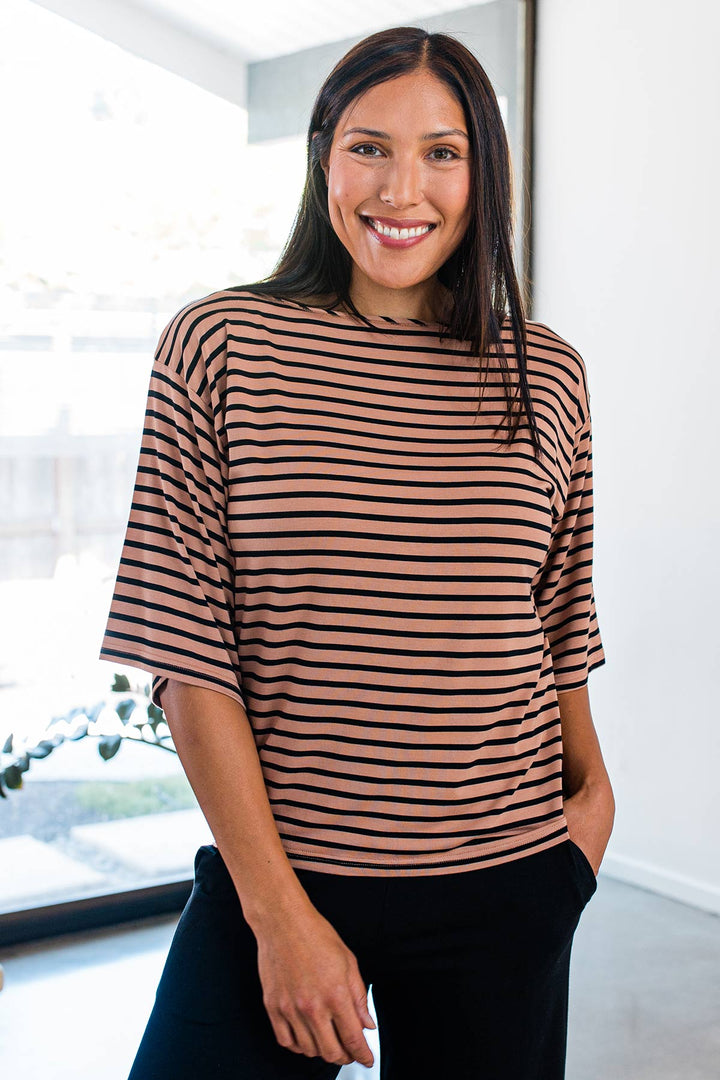 Jaclyn Wide Sleeve Boatneck Bamboo Top