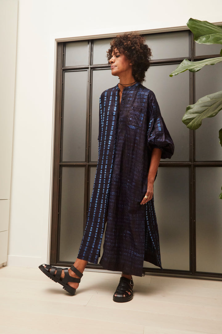 Aster Indigo Adire Shirtdress