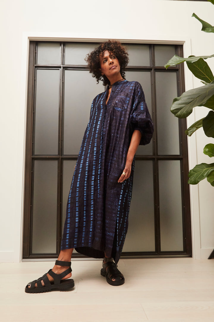 Aster Indigo Adire Shirtdress