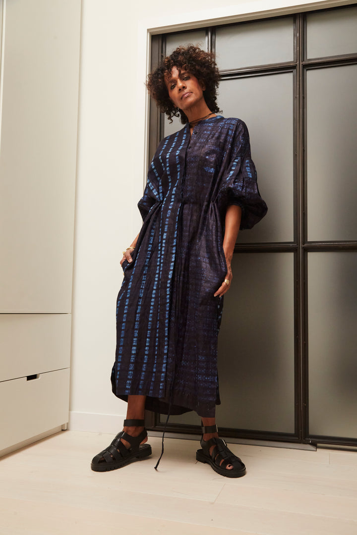 Aster Indigo Adire Shirtdress