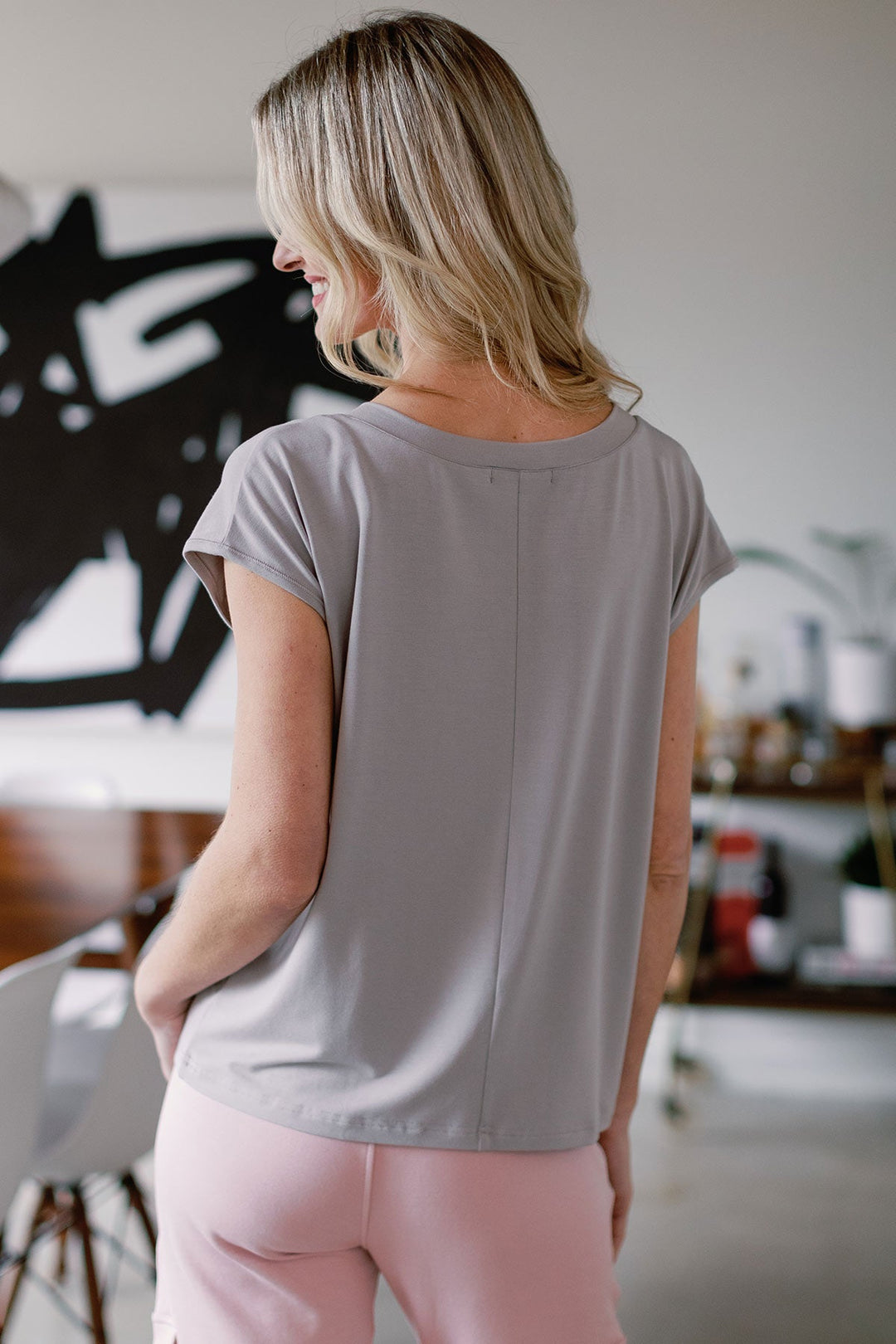 Dakota V-Neck Cap Sleeve Bamboo Top