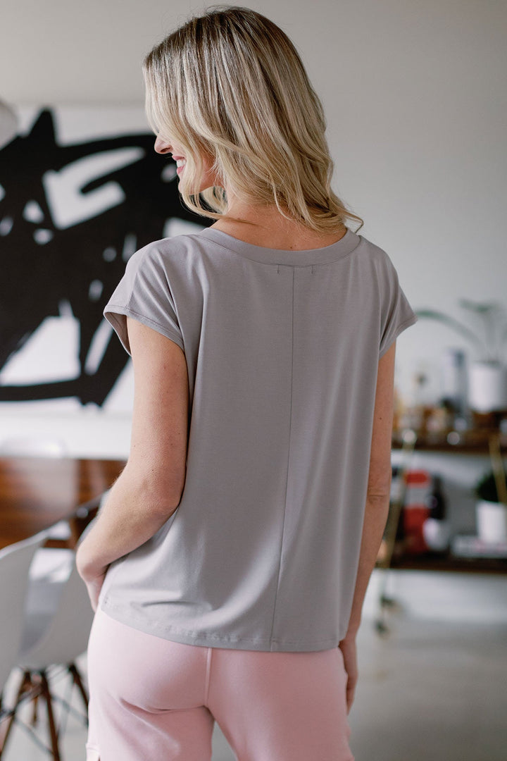 Dakota V-Neck Cap Sleeve Bamboo Top
