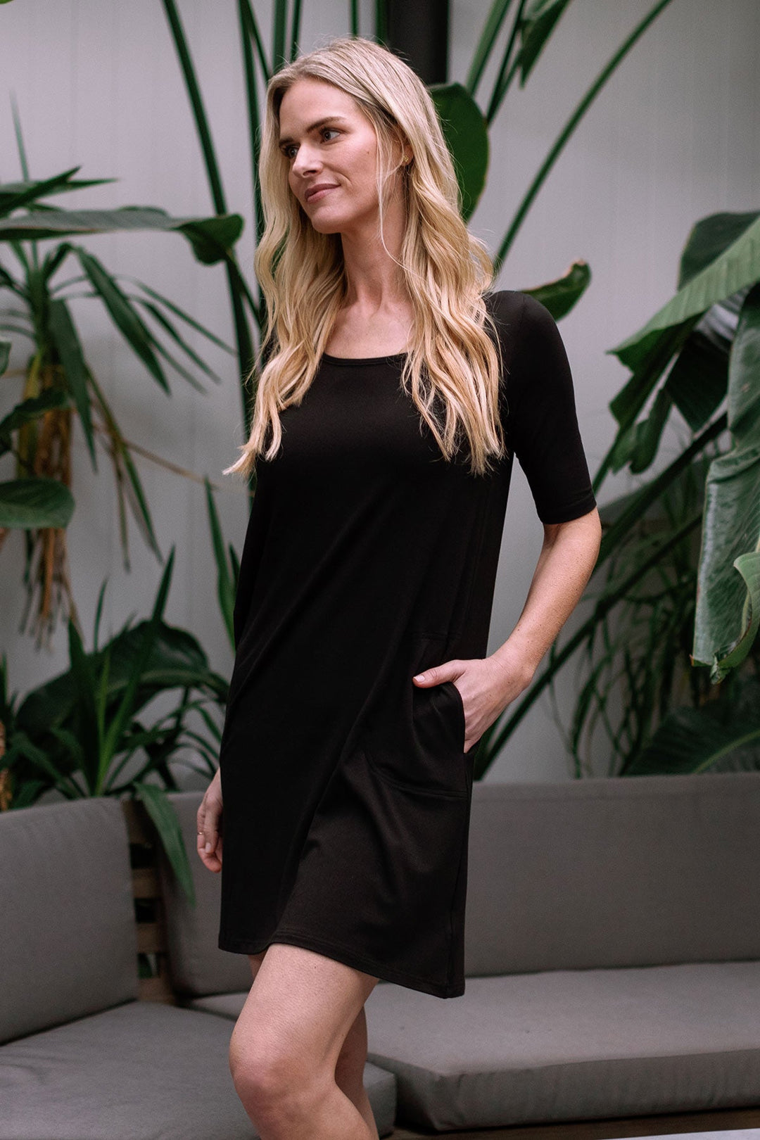 Frida Relaxed Fit Scoop Neck Short Sleeve Bamboo Lounge Dress