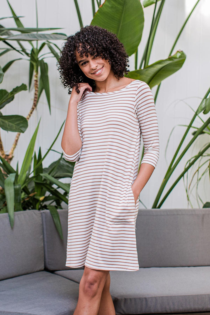 Rita Boatneck A-Line Bamboo Dress with Pockets