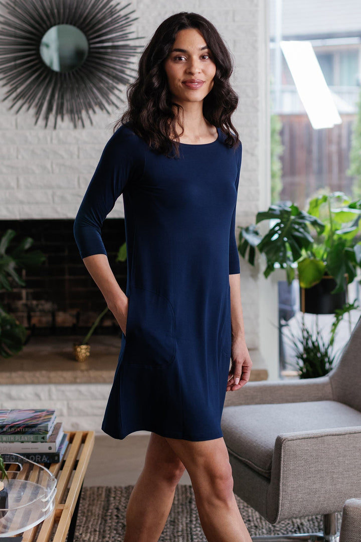 Rita Boatneck A-Line Bamboo Dress with Pockets